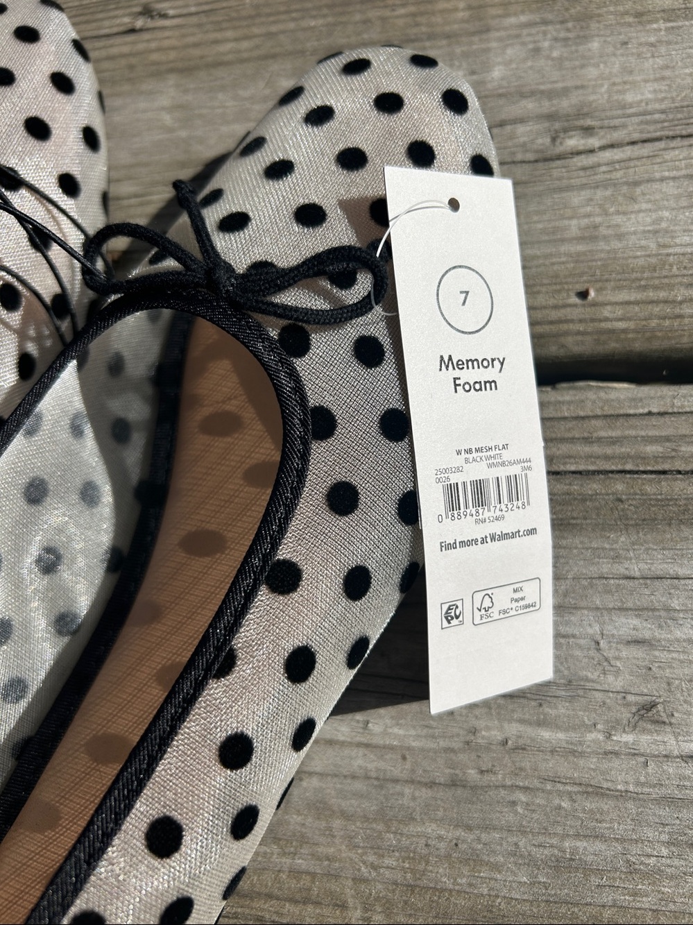 No Boundaries NWT Beige and Black Polka Dot Ballet Flats, Size 7 - Picture 3 of 5